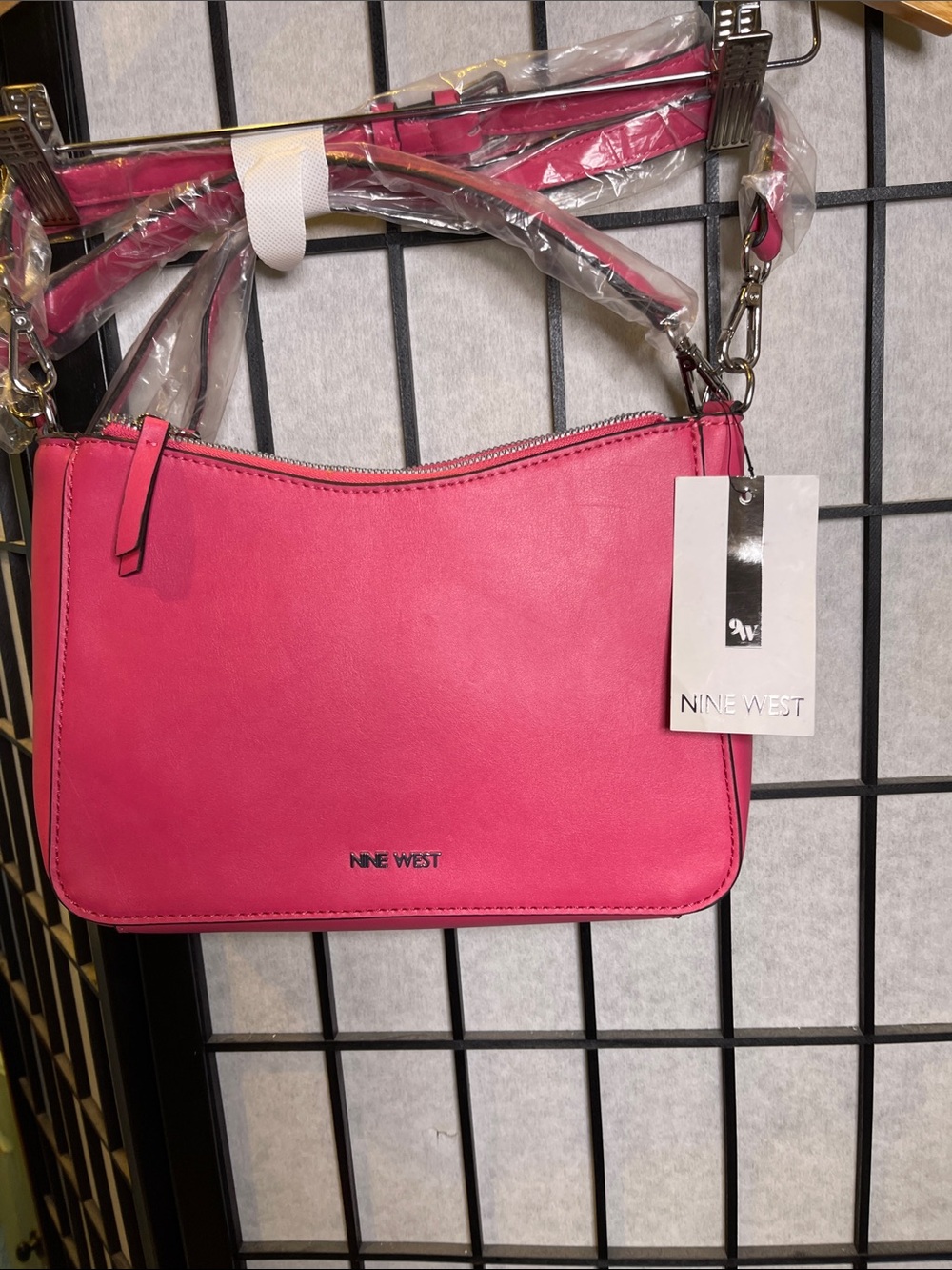 Nine West Watermelon Pink Faux Leather Crossbody Bag